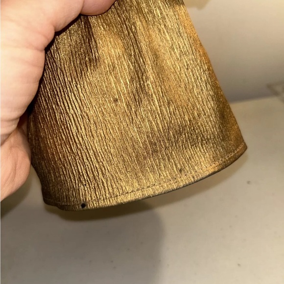 Vtg Crinkled Paper Mache/Ceramic Santa Tree Topper w/Cone Bottom - Picture 8 of 9